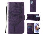 Moto G31 Case, Butterfly Relief Flip Custodia In Pelle Con Slot Per Schede E Stand Per Motorola Moto G31 Purple
