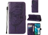 Moto G52 Case, Butterfly Embossed Flip Leather Card Holder Custodia Protettiva In Pelle Con Supporto Per Motorola Moto G52 Purple