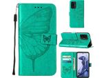 Xiaomi 11T Pro Case, Butterfly Relief Flip Custodia In Pelle Con Tasche Per Schede E Stand Per Xiaomi 11T／11T Pro 5G Verde