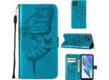 Moto G50 5G Case, Butterfly Relief Flip Custodia In Pelle Con Slot Per Schede E Stand Per Motorola Moto G50 5G Blu