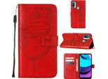 Moto E20 Case, Butterfly Relief Flip Custodia In Pelle Con Slot Per Schede E Stand Per Motorola Moto E20 / E30 / E40 Rosso