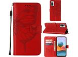 Redmi Note 10 Pro Case, Butterfly Relief Flip Custodia In Pelle Con Slot Per Schede E Stand Per Xiaomi Redmi Note 10 Pro / 10 Pro Max Rosso