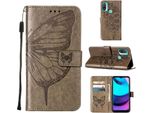Moto E20 Case, Butterfly Embossed Flip Leather Card Holder Custodia Protettiva In Pelle Con Supporto Per Motorola Moto E20 / E30 / E40 Grey