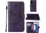 Xiaomi 11T Pro Case, Butterfly Relief Flip Custodia In Pelle Con Tasche Per Schede E Stand Per Xiaomi 11T／11T Pro 5G Viola