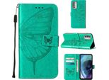 Moto G51 5G Case, Butterfly Relief Flip Custodia In Pelle Con Slot Per Schede E Stand Per Motorola Moto G51 5G Verde
