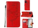 Custodia Oneplus Nord N100, Custodia In Pelle Flip A Farfalla Con Slot Per Schede E Supporto Per Oneplus Nord N100 Rosso