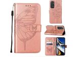 Redmi Note 11S Case, Butterfly Embossing Flip Leather Card Holder Custodia Protettiva In Pelle Con Supporto Per Xiaomi Redmi Note 11S / Note11 4G Rose Gold