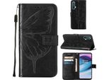 Oneplus Nord Ce 5G Case, Butterfly Relief Flip Custodia In Pelle Con Slot Per Schede E Stand Per Oneplus Nord Ce 5G Nero