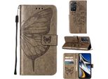 Redmi Note 11 Pro Case, Butterfly Relief Flip Custodia In Pelle Con Slot Per Schede E Stand Per Xiaomi Redmi Note 11 Pro 5G / 4G Grigio