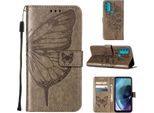 Moto G71 5G Case, Butterfly Embossed Flip Leather Card Holder Custodia Protettiva Con Supporto Per Motorola Moto G71 5G Grigio