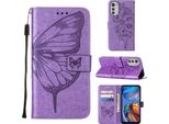 Moto E32 Case, Butterfly Embossing Flip Leather Card Holder Custodia Protettiva In Pelle Con Supporto Per Motorola Moto E32 Purple