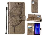 Oneplus Nord Ce 2 5G Case, Butterfly Emboss Flip Custodia In Pelle Con Slot Per Schede E Supporto Per Oneplus Nord Ce 2 5G Grey