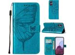 Oneplus Nord 20 5G Case, Butterfly Emboss Flip Custodia In Pelle Con Slot Per Schede E Supporto Per Oneplus Nord 20 5G Blu