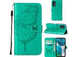 Moto G52 Case, Butterfly Relief Flip Custodia In Pelle Con Slot Per Schede E Stand Per Motorola Moto G52 Verde
