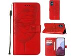 Oneplus Nord 20 5G Case, Butterfly Relief Flip Custodia In Pelle Con Slot Per Schede E Supporto Per Oneplus Nord 20 5G Rosso
