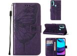 Moto E20 Case, Butterfly Embossed Flip Leather Card Holder Custodia Protettiva In Pelle Con Supporto Per Motorola Moto E20 / E30 / E40 Purple