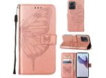 Moto X30 Pro Case, Butterfly Relief Flip Custodia In Pelle Con Slot Per Schede E Stand Per Motorola Moto X30 Pro 5G Rose Gold