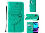 Moto E20 Case, Butterfly Embossing Flip Leather Card Holder Custodia Protettiva In Pelle Con Supporto Per Motorola Moto E20 / E30 / E40 Verde