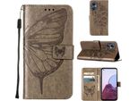 Oneplus Nord 20 5G Case, Butterfly Emboss Flip Custodia In Pelle Con Slot Per Schede E Supporto Per Oneplus Nord 20 5G Grigio