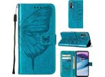 Oneplus Nord Ce 5G Case, Butterfly Relief Flip Custodia In Pelle Con Slot Per Schede E Stand Per Oneplus Nord Ce 5G Blu