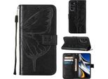 Moto G Stylus 5G 2022 Case, Farfalla Rilievo Custodia In Pelle Flip Con Slot Per Schede E Stand Per Motorola Moto G Stylus 5G 2022 Nero