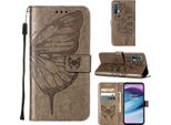 Oneplus Nord Ce 5G Case, Butterfly Relief Flip Custodia In Pelle Con Slot Per Schede E Stand Per Oneplus Nord Ce 5G Grigio