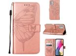 Moto G Stylus 2021 Case, Butterfly Relief Flip Custodia In Pelle Con Slot Per Schede E Stand Per Motorola Moto G Stylus 2021 Rose Gold