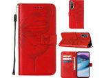 Oneplus Nord Ce 5G Case, Butterfly Relief Flip Custodia In Pelle Con Slot Per Schede E Stand Per Oneplus Nord Ce 5G Red