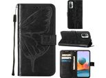 Redmi Note 10 Pro Case, Butterfly Relief Flip Custodia In Pelle Con Slot Per Schede E Stand Per Xiaomi Redmi Note 10 Pro / 10 Pro Max Nero