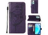 Oneplus Nord Ce 2 Lite 5G Case, Butterfly Emboss Flip Custodia In Pelle Con Slot Per Schede E Supporto Per Oneplus Nord Ce 2 Lite 5G Purple