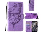 Custodia Oneplus Nord, Custodia In Pelle Flip A Rilievo Farfalla Con Slot Per Schede E Supporto Per Oneplus Nord Viola