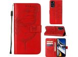 Moto G Stylus 5G 2022 Case, Butterfly Relief Flip Custodia In Pelle Con Slot Per Schede E Stand Per Motorola Moto G Stylus 5G 2022 Red