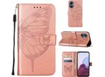 Oneplus Nord 20 5G Case, Butterfly Emboss Flip Custodia In Pelle Con Slot Per Schede E Supporto Per Oneplus Nord 20 5G Rose Gold