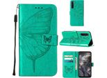 Custodia Per Oneplus Nord, Custodia In Pelle Flip A Rilievo A Farfalla Con Slot Per Schede E Supporto Per Oneplus Nord Verde