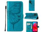 Moto G Stylus 5G 2021 Case, Butterfly Relief Flip Custodia In Pelle Con Slot Per Schede E Stand Per Motorola Moto G Stylus 5G 2021 Blu