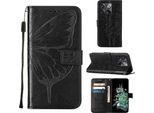 Oneplus 10T 5G Case, Butterfly Relief Flip Custodia In Pelle Con Slot Per Schede E Supporto Per Oneplus 10T 5G Nero