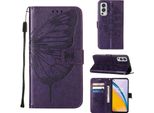 Oneplus Nord 2 5G Case, Butterfly Relief Flip Custodia In Pelle Con Slot Per Schede E Supporto Per Oneplus Nord 2 5G Viola