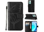 Oneplus Nord Ce 2 Lite 5G Case, Butterfly Emboss Flip Custodia In Pelle Con Slot Per Schede E Supporto Per Oneplus Nord Ce 2 Lite 5G Nero