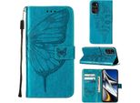 Moto G Stylus 5G 2022 Case, Farfalla Rilievo Flip Custodia In Pelle Con Slot Per Schede E Stand Per Motorola Moto G Stylus 5G 2022 Blu