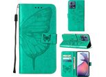 Moto S30 Pro Case, Butterfly Relief Flip Custodia In Pelle Con Slot Per Schede E Stand Per Motorola Moto S30 Pro 5G Verde