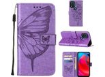 Moto G Stylus 5G 2021 Case, Butterfly Relief Flip Custodia In Pelle Con Slot Per Schede E Supporto Per Motorola Moto G Stylus 5G 2021 Viola