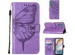 Moto G40 Case, Butterfly Relief Flip Custodia In Pelle Con Slot Per Schede E Supporto Per Motorola Moto G40 / G60 Viola