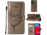 Moto G Stylus 5G 2021 Case, Butterfly Relief Flip Custodia In Pelle Con Slot Per Schede E Stand Per Motorola Moto G Stylus 5G 2021 Grigio