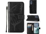 Moto G62 5G Case, Butterfly Relief Flip Custodia In Pelle Con Slot Per Schede E Stand Per Motorola Moto G62 5G Nero