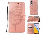 Oneplus Nord 2 5G Case, Butterfly Emboss Flip Custodia In Pelle Con Slot Per Schede E Supporto Per Oneplus Nord 2 5G Rose Gold