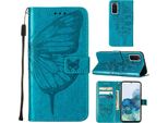 Galaxy S20 Case, Butterfly Relief Flip Custodia In Pelle Con Slot Per Schede E Stand Per Samsung Galaxy S20 Blu