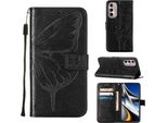 Moto G Stylus 4G 2022 Case, Butterfly Relief Flip Custodia In Pelle Con Slot Per Schede E Stand Per Motorola Moto G Stylus 4G 2022 Nero