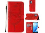 Oneplus Nord N200 5G Case, Butterfly Relief Flip Custodia In Pelle Con Slot Per Schede E Supporto Per Oneplus Nord N200 5G Rosso