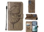 Moto G62 5G Case, Butterfly Embossed Flip Leather Card Holder Custodia Protettiva Con Supporto Per Motorola Moto G62 5G Grigio