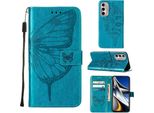 Moto G Stylus 4G 2022 Case, Butterfly Relief Flip Custodia In Pelle Con Slot Per Schede E Stand Per Motorola Moto G Stylus 4G 2022 Blu